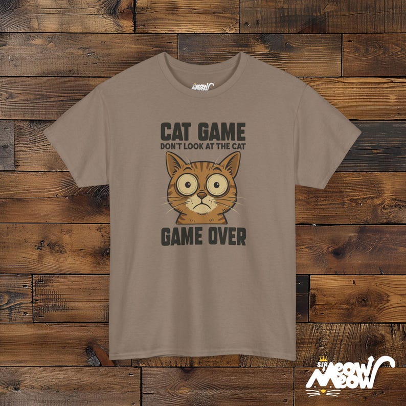 Camiseta de gato "Game Over", divertida camiseta de gato gamer Brown Savana