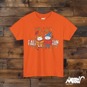 Katzen Herbst T-Shirt, Herbst Unisex T-Shirt Orange