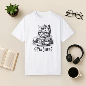 Funny Cat-theeshirt: vintage graphic comfort kleuren T-shirt White