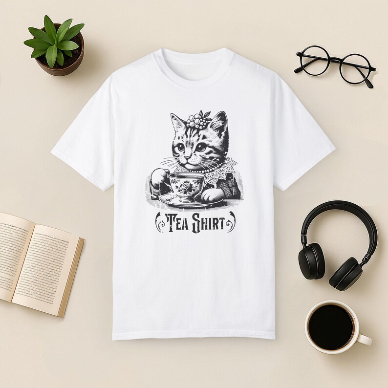 Funny Cat-theeshirt: vintage graphic comfort kleuren T-shirt White