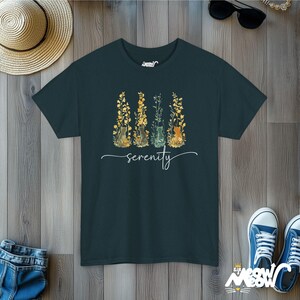 Serenity Cats T-Shirt: Nature-Inspired Feline Graphic Tee image 8