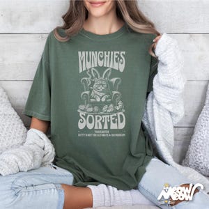 Funny Easter Cat T-Shirt, 420 Munchies, Unisex Graphic Tee Moss