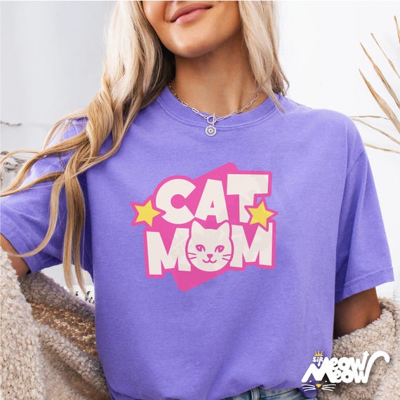 Cat Mom T-Shirt: Retro Graphic Comfort Colors Tee