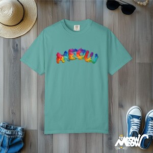 Regenbogen Meow Katzen-T-Shirt: Komfort Farben Stolz T-Shirt Seafoam