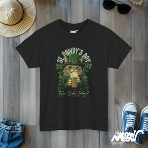 St Pawdy's Day Cat T-Shirt: Feline Lucky Irish Tee Black