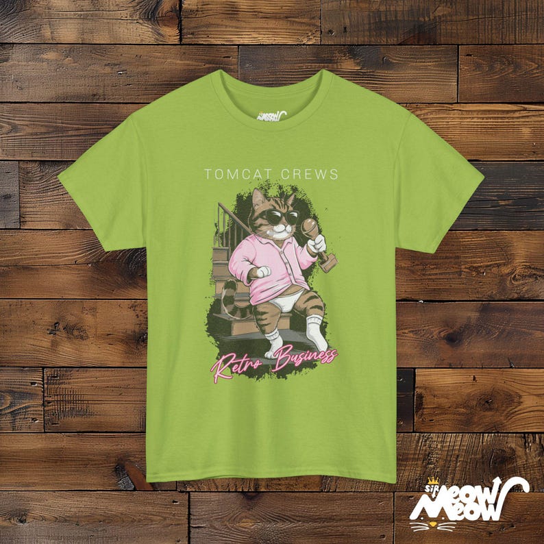 Funny Retro Cat T-Shirt: 80s Movie Design, Gift for Cat Lovers Kiwi
