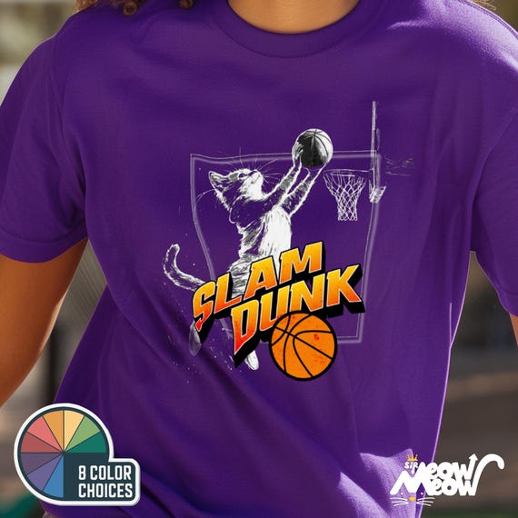 Slam Dunk Cat T-Shirt: Basketball Fan Gift