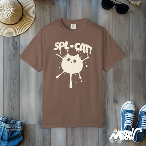 Splat Cat Comfort Colors Shirt: Funny Ink Splatter Tee Espresso