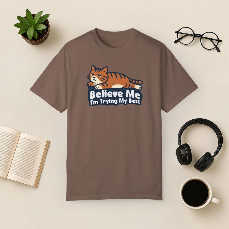 Lazy Cat Comfort Colors T-Shirt: Funny Mental Health Gift Espresso