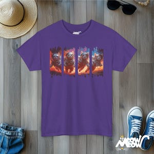 Astronaut Cats T-Shirt: Space Galaxy Kitten Tee Lilac