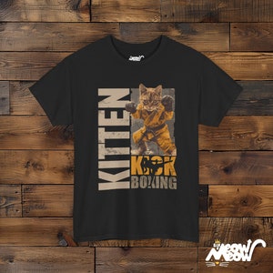 Grappig kickboks-T-shirt kitten: Cat Martial Arts-ontwerp Black