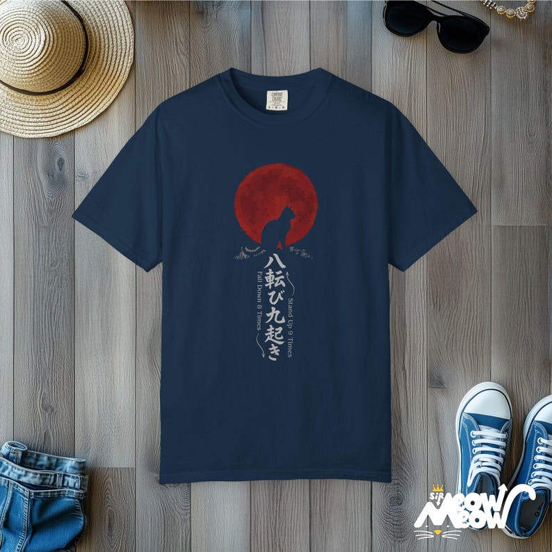 T-shirt Japanse kat Comfort Colors: Gothic Yami Kawaii Nine Lives-T-shirt True Navy