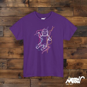 Astronaut Cat T-Shirt Unisex, Space Cat Shirt, String Theory Tee, Neon Line Art Graphic image 9