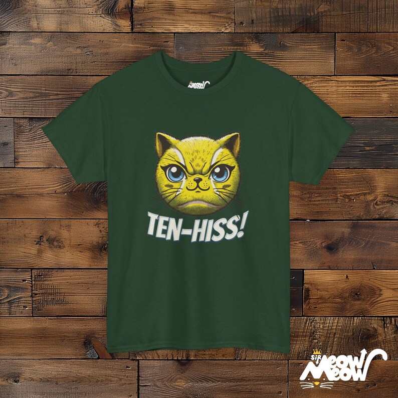 テンヒス！猫グラフィックTシャツ：猫好きへの面白いギフト Forest Green