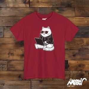 Programmer Cat Unisex T-Shirt: Coding Software Engineer Gift Cardinal Red