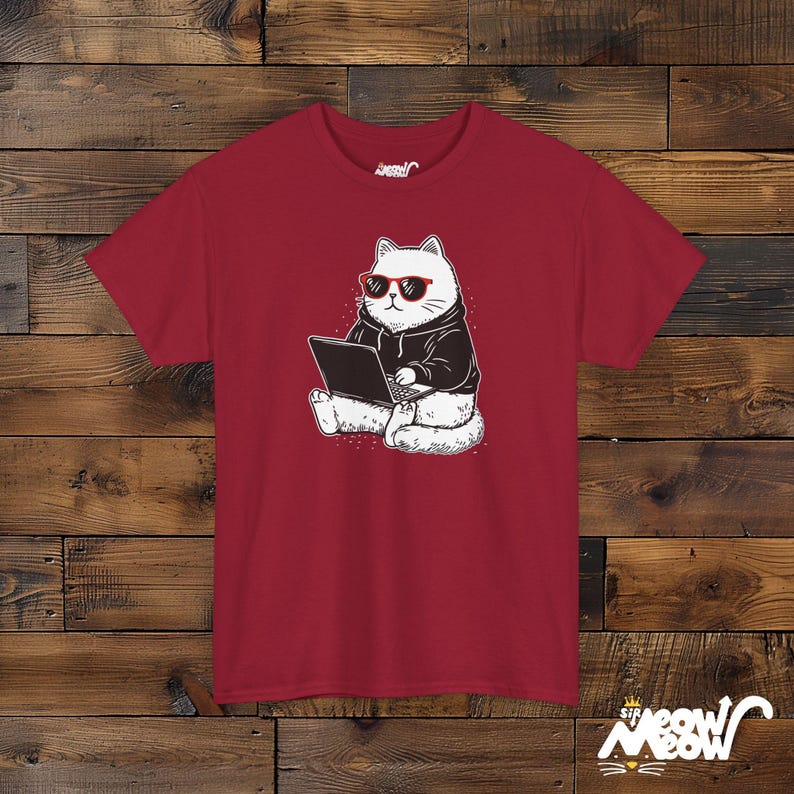 Programmer Cat Unisex T-Shirt: Coding Software Engineer Gift Cardinal Red