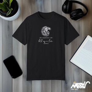 Bold as a Lion Shirt: Comfort Colors Christian Graphic Tee Black