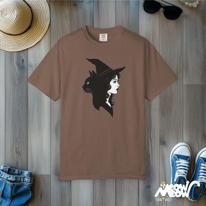Witch & Black Cat T-Shirt: Gothic Comfort Colors Tee image 5