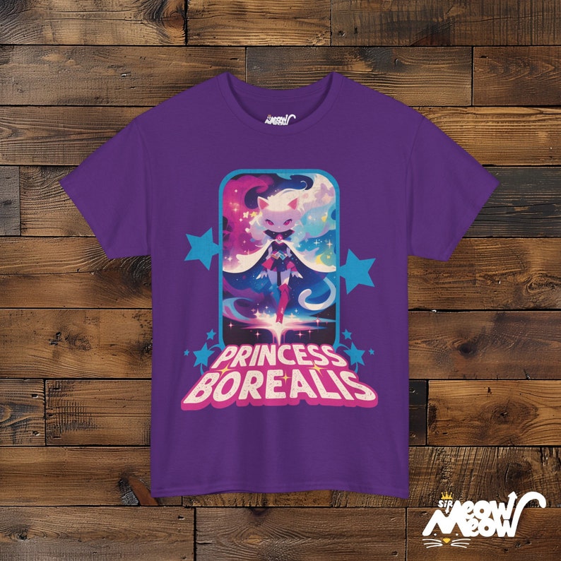Princess Borealis T-Shirt: Retro 80s Cartoon Hero Design Purple