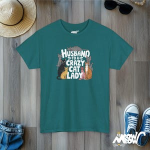 Koszulka Mąż szalonej kociary | Zabawna koszulka dla taty kota | Purrfect Gift for Husbands zdjęcie 4