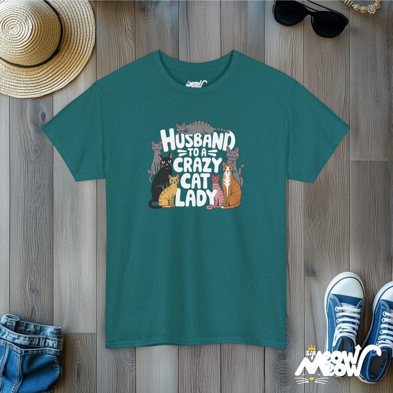 Koszulka Mąż szalonej kociary | Zabawna koszulka dla taty kota | Purrfect Gift for Husbands zdjęcie 4
