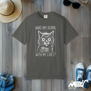 Existential Cat T-Shirt: Funny Graphic Tee - Comfort Colors Unisex Pepper