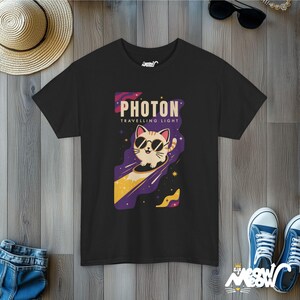 Space Cat T-Shirt, Fun Galaxy Kitty Tee Black