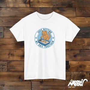 Funny Cat T-Shirt: Poop Joke Tee - Gildan 5000 Unisex White