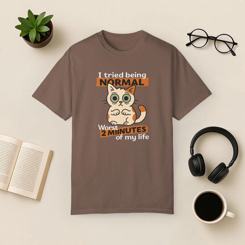 Funny Cat T-Shirt: Quirky Graphic Tee for Cat Lovers Espresso