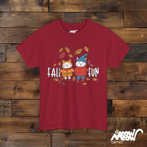 Katzen Herbst T-Shirt, Herbst Unisex T-Shirt Cardinal Red