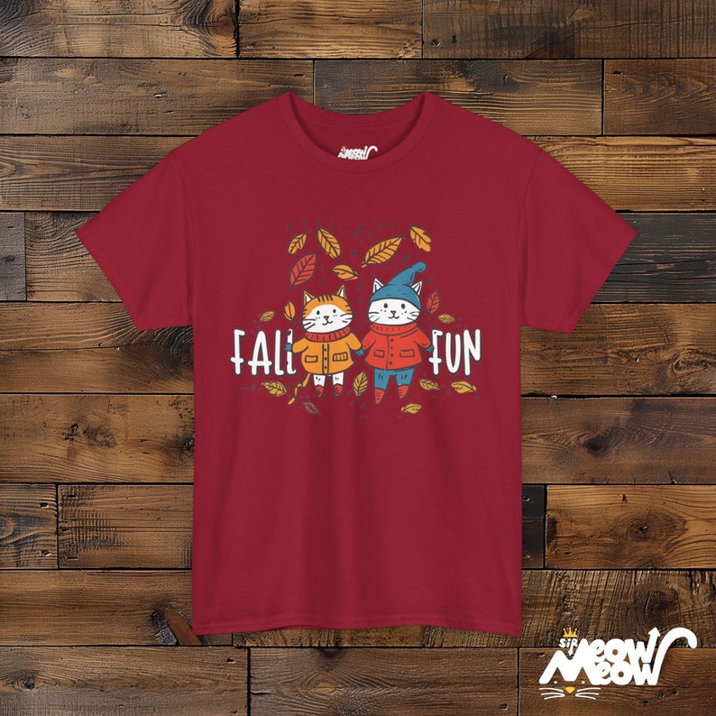 Katzen Herbst T-Shirt, Herbst Unisex T-Shirt Cardinal Red