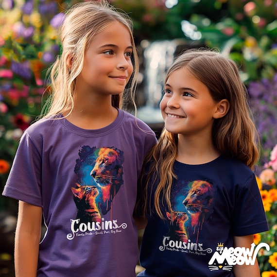 Cousins Cat and Lion T-Shirt: Family Pride Tee