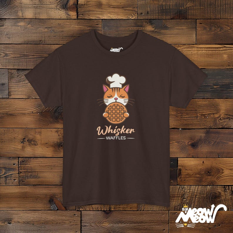 Cat Chef Waffle T-Shirt – Foodie Tee, Cat Lover Gift Dark Chocolate