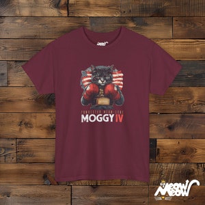 Camiseta divertida de gato boxeador: camiseta parodia de Moggy IV Maroon