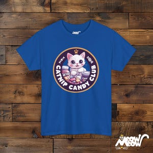 Catnip Candy Club T-Shirt - Funny Cat Lover Gift - Whimsical Kitten Design Royal