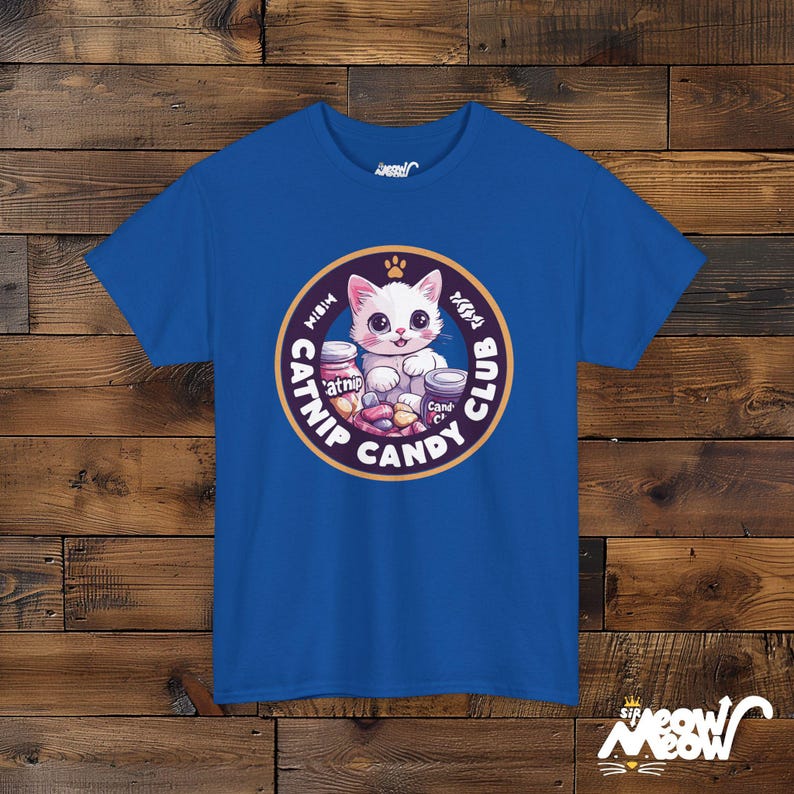 Catnip Candy Club T-Shirt - Funny Cat Lover Gift - Whimsical Kitten Design Royal