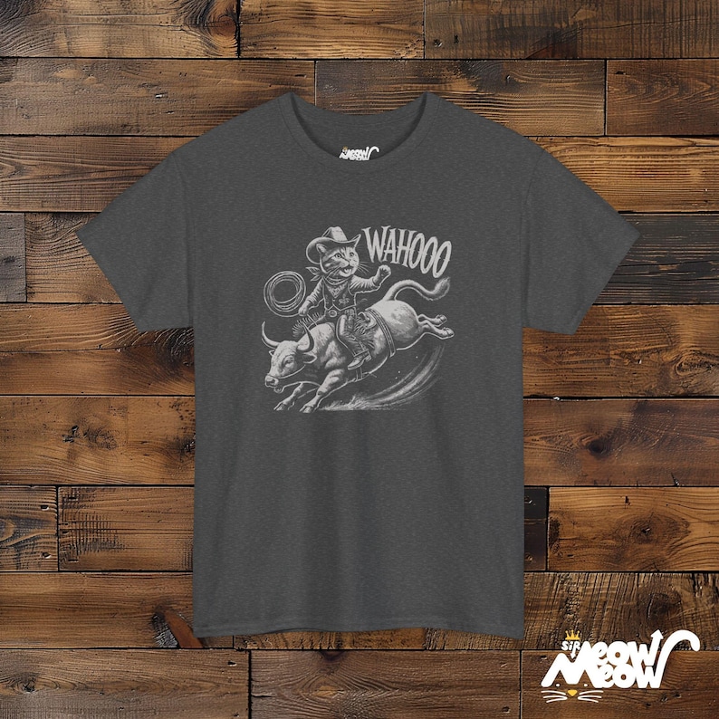 Cowboy Cat T-Shirt: Funny Rodeo Graphic Tee, Western Gift Dark Heather