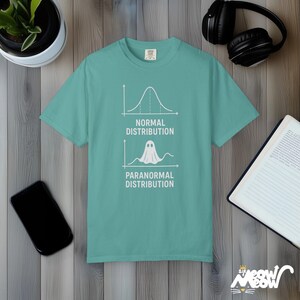Funny Stats Ghost T-shirt: Paranormal Distribution Comfort Colors T-shirt Seafoam