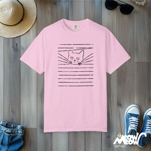 Comfort Colors Cat Blinds T-Shirt: Funny Mischief Tee Blossom