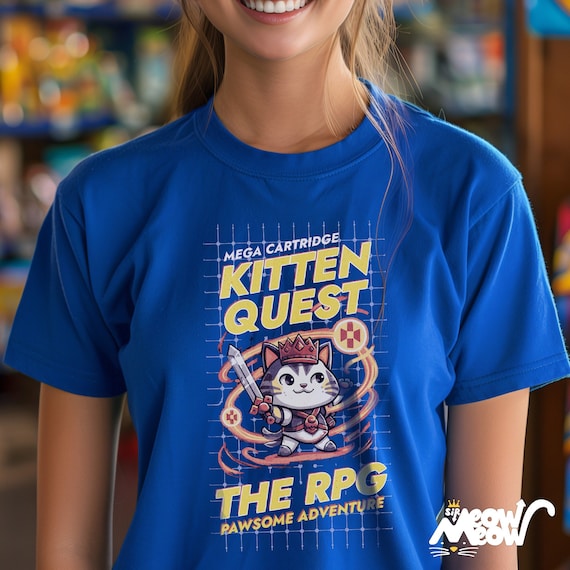 Kitten Quest RPG T-Shirt: Gamer Cat Tee, Pawsome Adventure Graphic