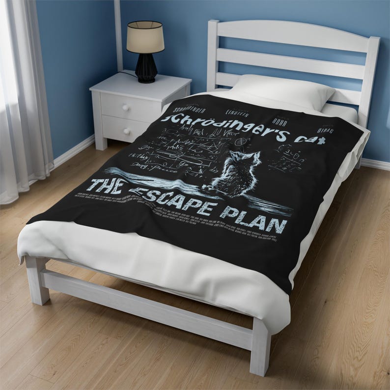 Schrödinger's Cat Plush Blanket: Science-Themed Velveteen Throw image 6