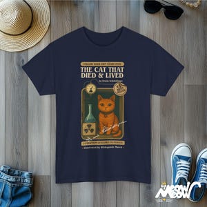 Schrödinger Cat T-Shirt: Retro Quantum Physics, Nerdy Science Gift Navy
