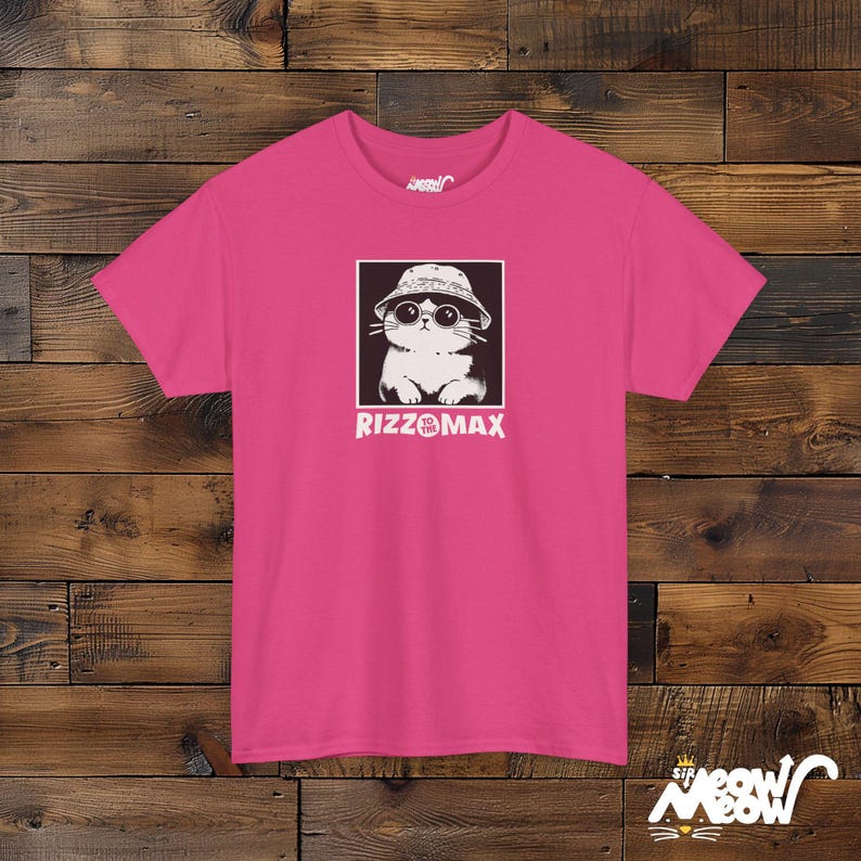 Rizz to the Max Cat T-Shirt: Meme Gen Z Slang Tee Heliconia
