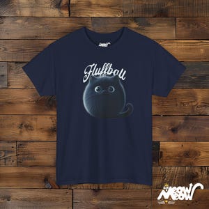 Camiseta de gato negro esponjoso: un regalo adorable para los amantes de los gatos Navy