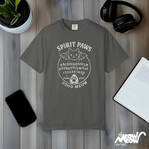 Cat Ouija Board Comfort Colors T-Shirt, Witchy Halloween Tee Pepper