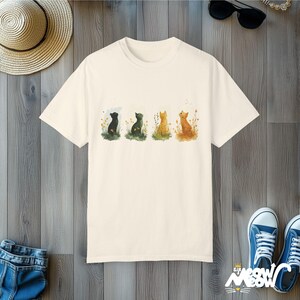 Watercolor Four Seasons Cat T-Shirt - Comfort Colors Unisex Tee Ivory
