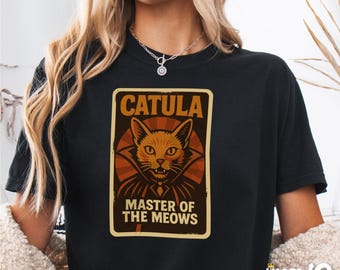 Chemise Catula Comfort Colors : t-shirt d'Halloween drôle avec un chat vampire