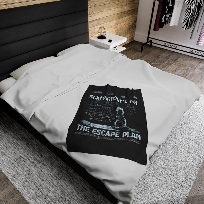 Schrödinger's Cat Plush Blanket: Science-Themed Velveteen Throw 30" × 40"