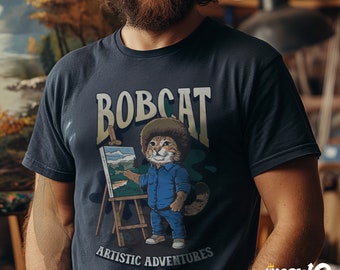 Lustiges Bobcat Künstler T-Shirt: Katzenbild Geschenk
