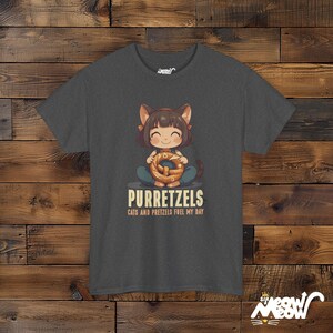 Purretzels Cat T-Shirt, Funny Foodie Unisex Tee Dark Heather